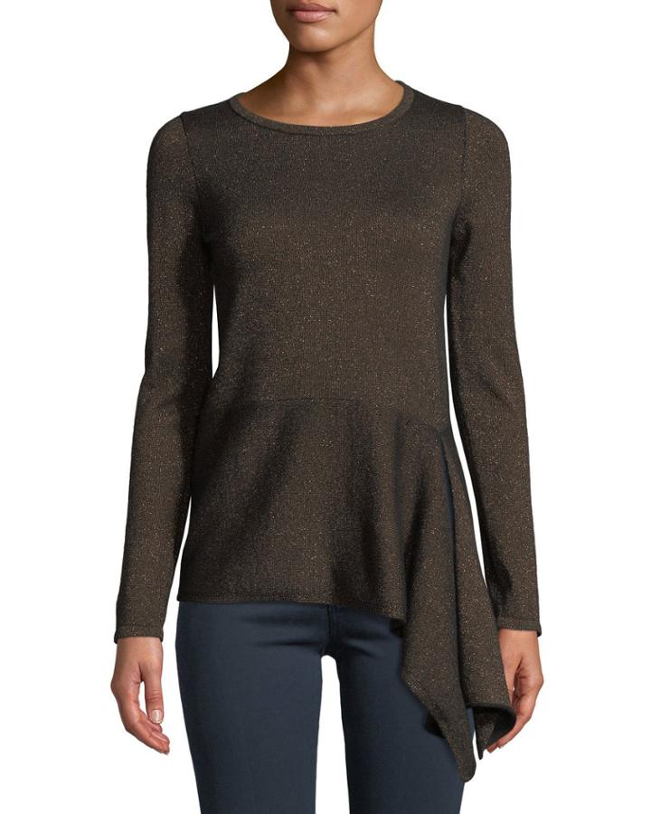Cashmere Metallic Asymmetric Peplum