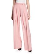 Gideon Pleated Front Wide-leg Trousers