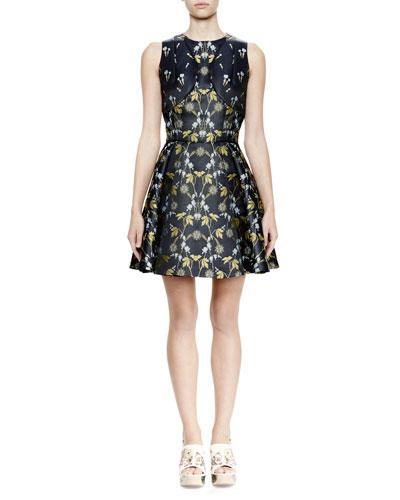 Sleeveless Fit-&-flare Floral-print Dress