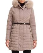 Mid-length Quilted Apres-ski Jacket With Fox Fur Trim