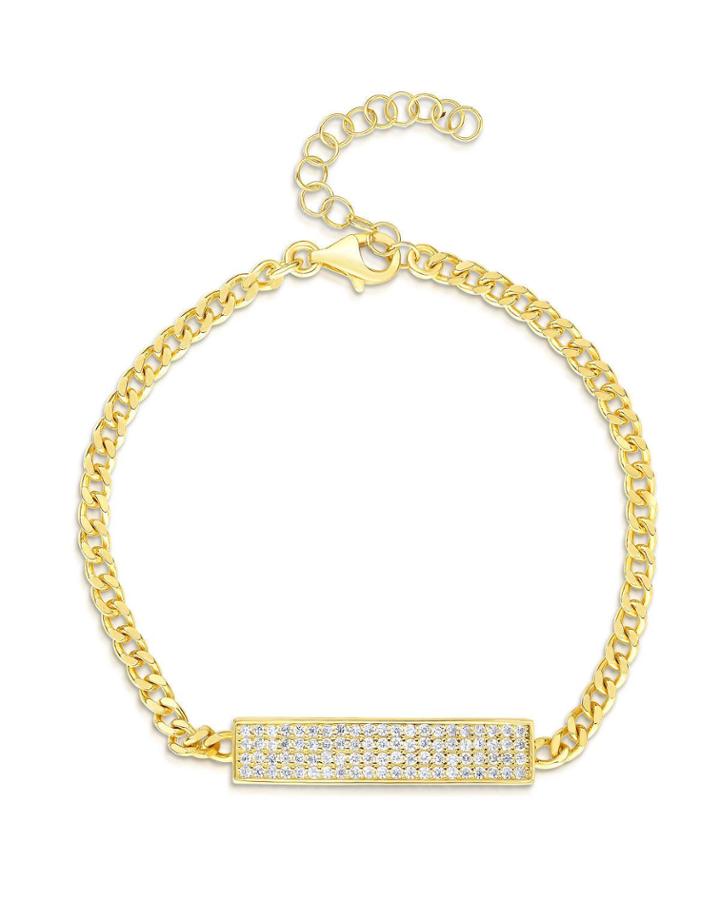Cubic Zirconia Id Bar Bracelet, White