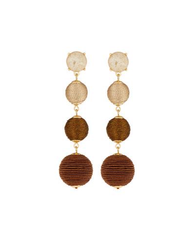Thread-wrapped Ball Drop Earrings, Brown