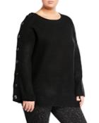 Adley Button-sleeve Ribbed Sweater,