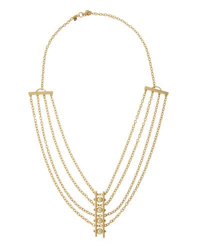 12k Gold-plated Multi-strand Pearly Bar Necklace