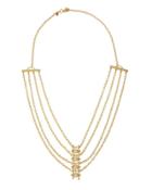 12k Gold-plated Multi-strand Pearly Bar Necklace