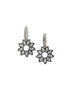 18k White Gold Black & White Diamond Flower Earrings