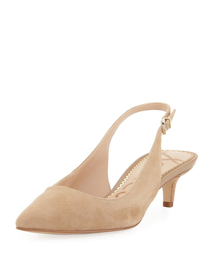 Ludlow Suede Kitten-heel Slingback Pumps