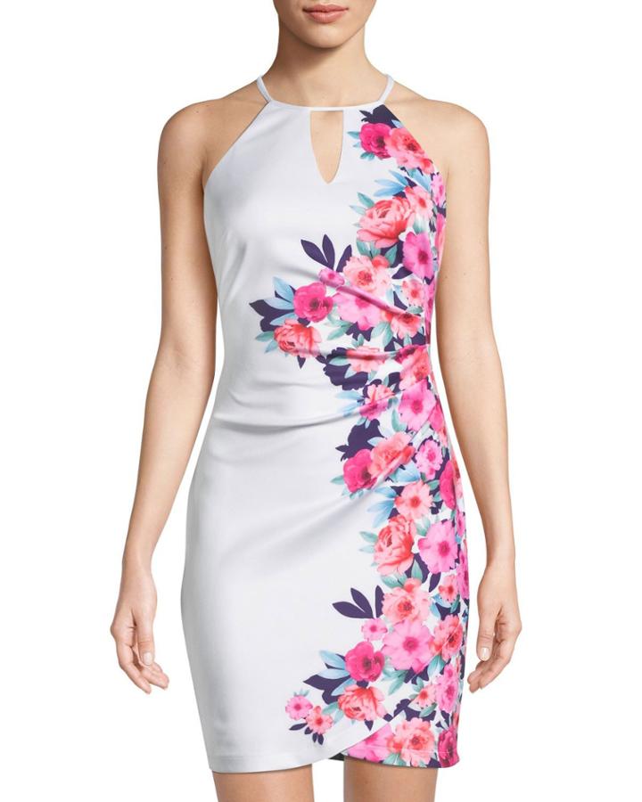 Floral Halter Bodycon Dress