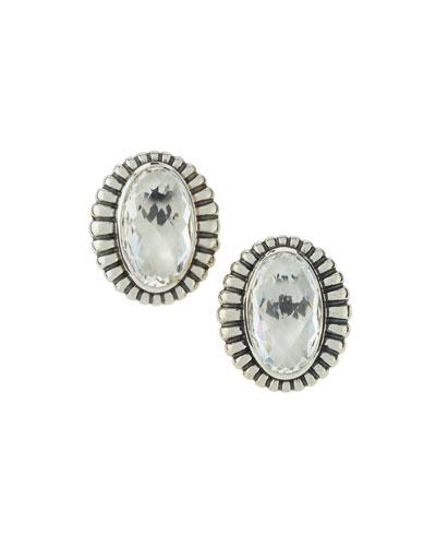 Venus Fluted Oval Crystal Button Earrings