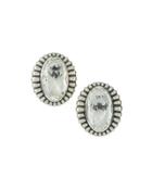 Venus Fluted Oval Crystal Button Earrings