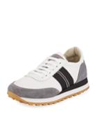 Suede And Nylon Platform Trainer