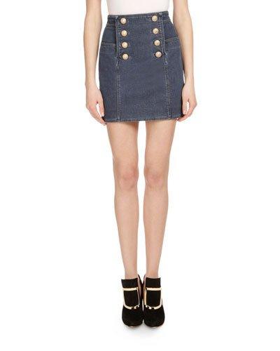 Button-front Denim Mini
