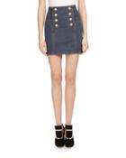 Button-front Denim Mini