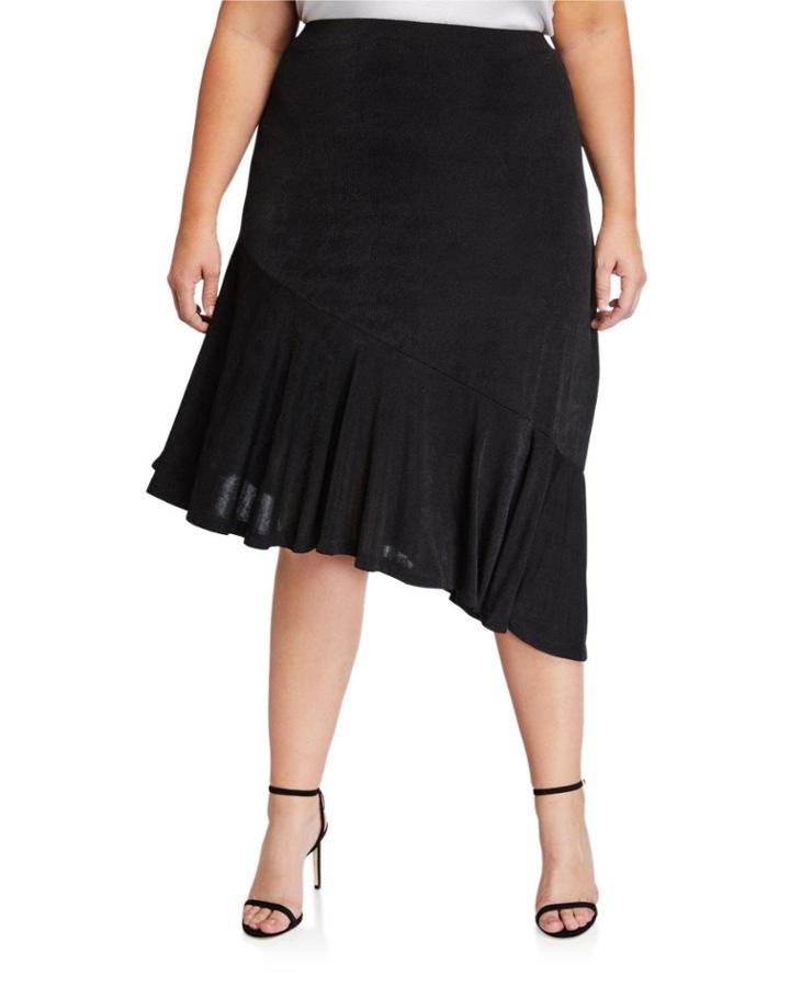 Plus Size Demi Asymmetrical Flounce-hem