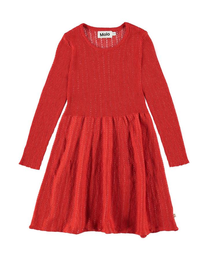 Cameron Ribbed Long-sleeve Dress W/ Metallic Threading,