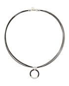 Noir Steel & 18k Diamond Circle Pendant Necklace