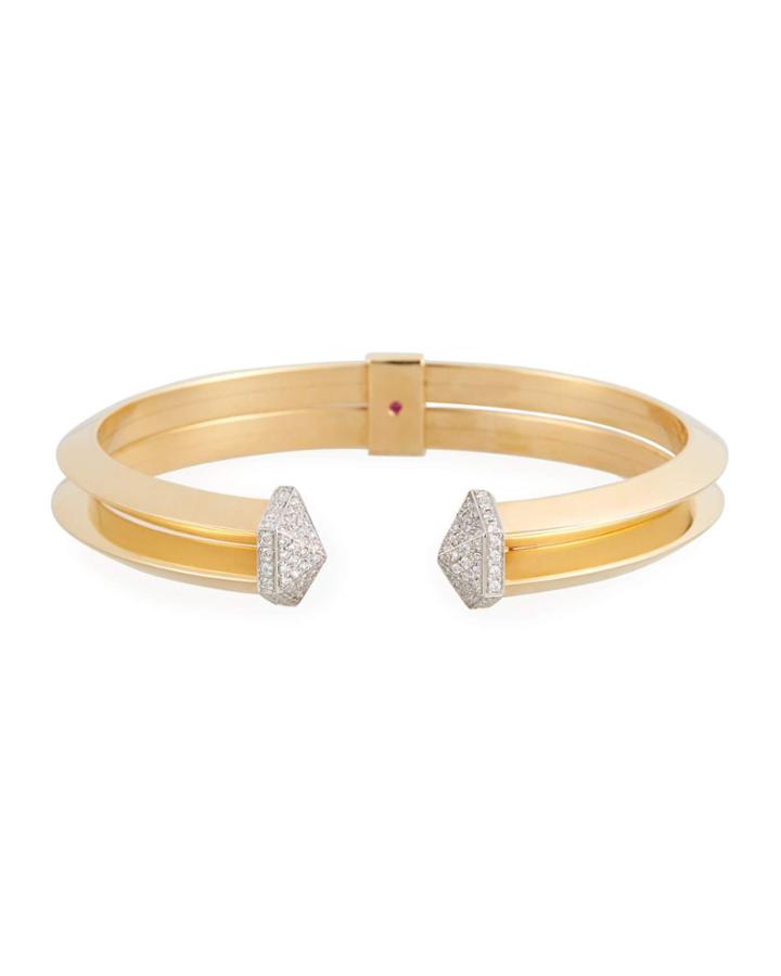 18k Split Diamond Pav&eacute; Bangle