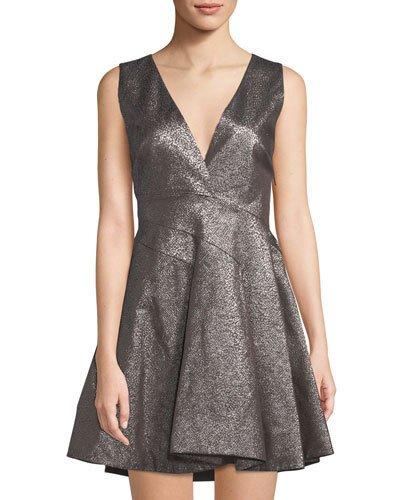 Metallic Jacquard Fit-&-flare Dress