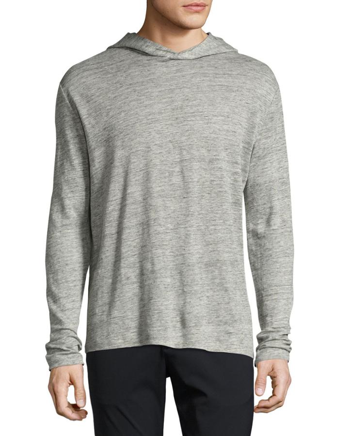 Colton Zephyr Melange Linen Pullover Hoodie, Gray