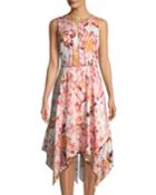 Abstract-print Hank-hem Trapeze Dress
