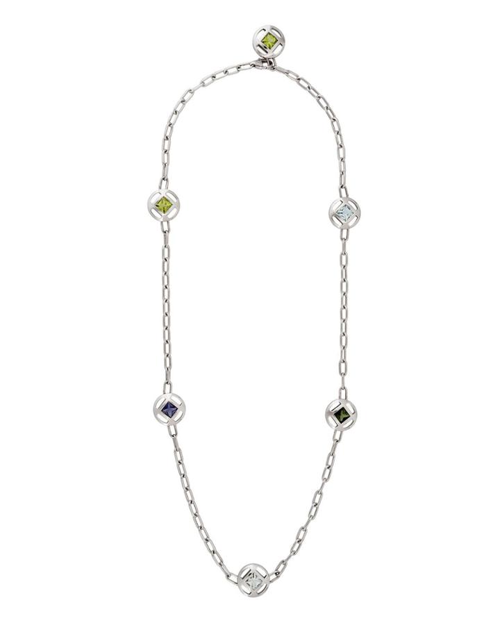 18k White Gold Stone-station Necklace