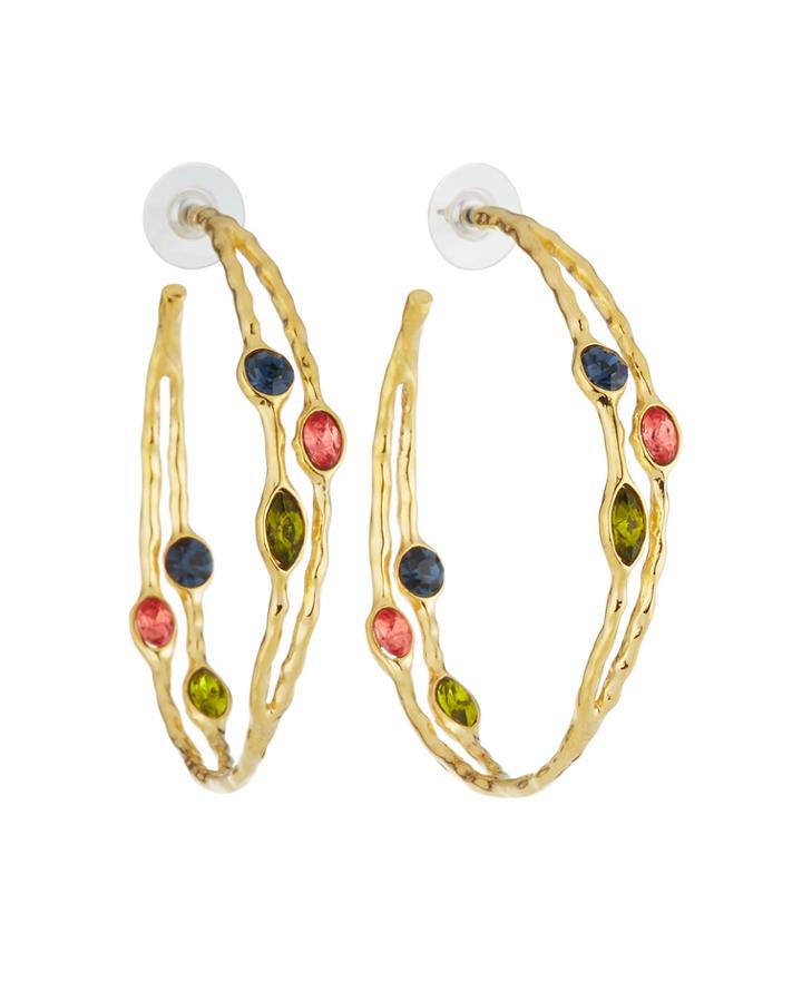 Split Hoop Earrings W/ Crystals