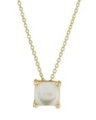 18k Rock Candy Mini Single Square Sliding Mother-of-pearl Pendant Necklace