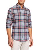 Men's Long-sleeve Heather Plaid Stretch