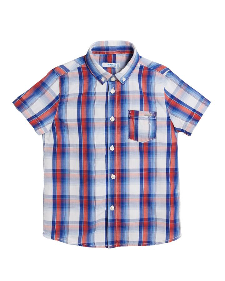 Short-sleeve Plaid Shirt,