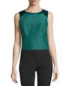 Sleeveless Structured Neck Top, Evergreen
