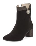 Roscato Suede Shimmer-trimmed Bootie