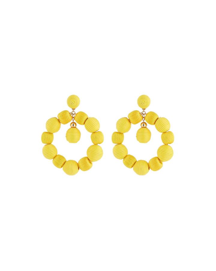 Bauble Hoop Earrings, Yellow