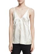 Deconstructed Sateen Slip Top, White