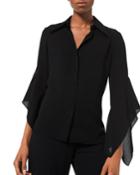 Draped-sleeve Georgette Blouse