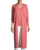 Fine Organic Linen-blend Maxi Cardigan, Coral