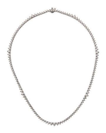 18k White Gold Three-prong Diamond Tennis Necklace,