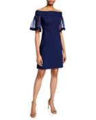 Cleta Off-the-shoulder Organza Flutter-sleeve