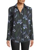 Long-sleeve Floral Button-front Top