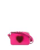 Heart Fur Mini Leather Crossbody Bag,