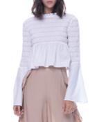 Smocked Cotton Poplin Top