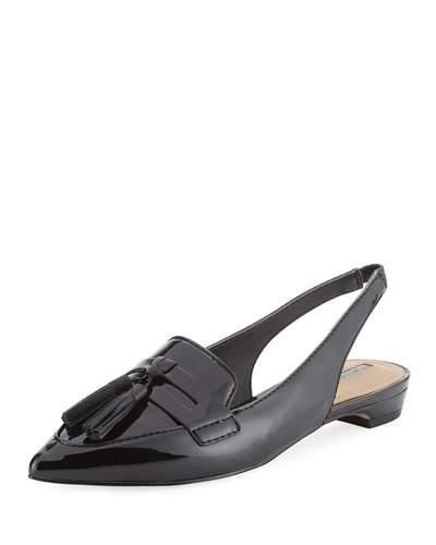 Pacer Loafer-style Patent Leather Slingback Flat, Black