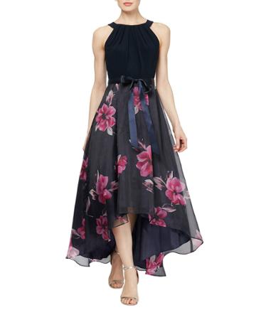 Floral-print Halter-neck High-low Dress