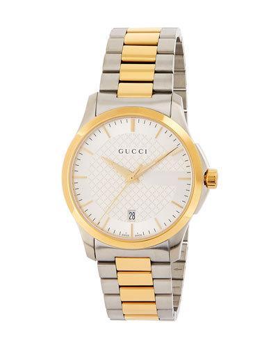 38mm G-timeless Round Two-tone Bracelet Watch, Yellow Golden