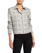 Maxine Cropped Plaid Button-up Top
