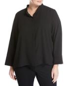 Round-neck Relaxed Shirt, Black,