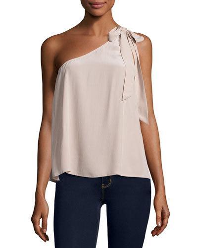 Romana One-shoulder Silk Blouse, Dusty