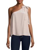 Romana One-shoulder Silk Blouse, Dusty