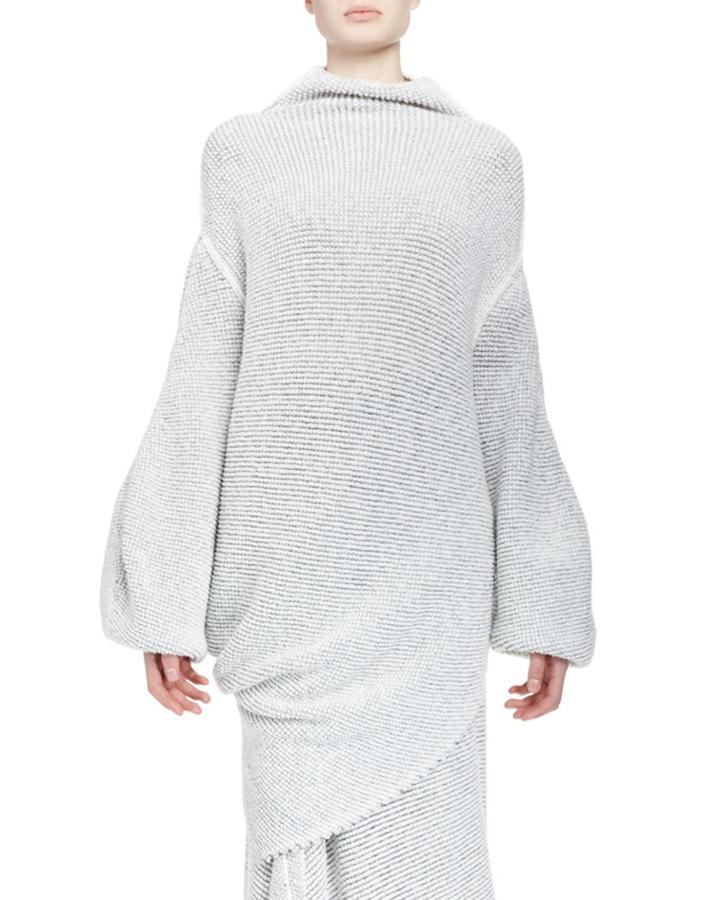 Fluid Speckle-knit Mock-neck