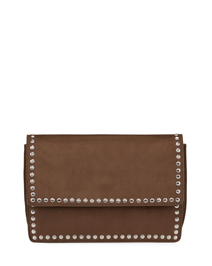 Studded Faux-suede Crossbody Bag