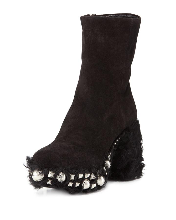 Studded Fuzzy Platform Bootie